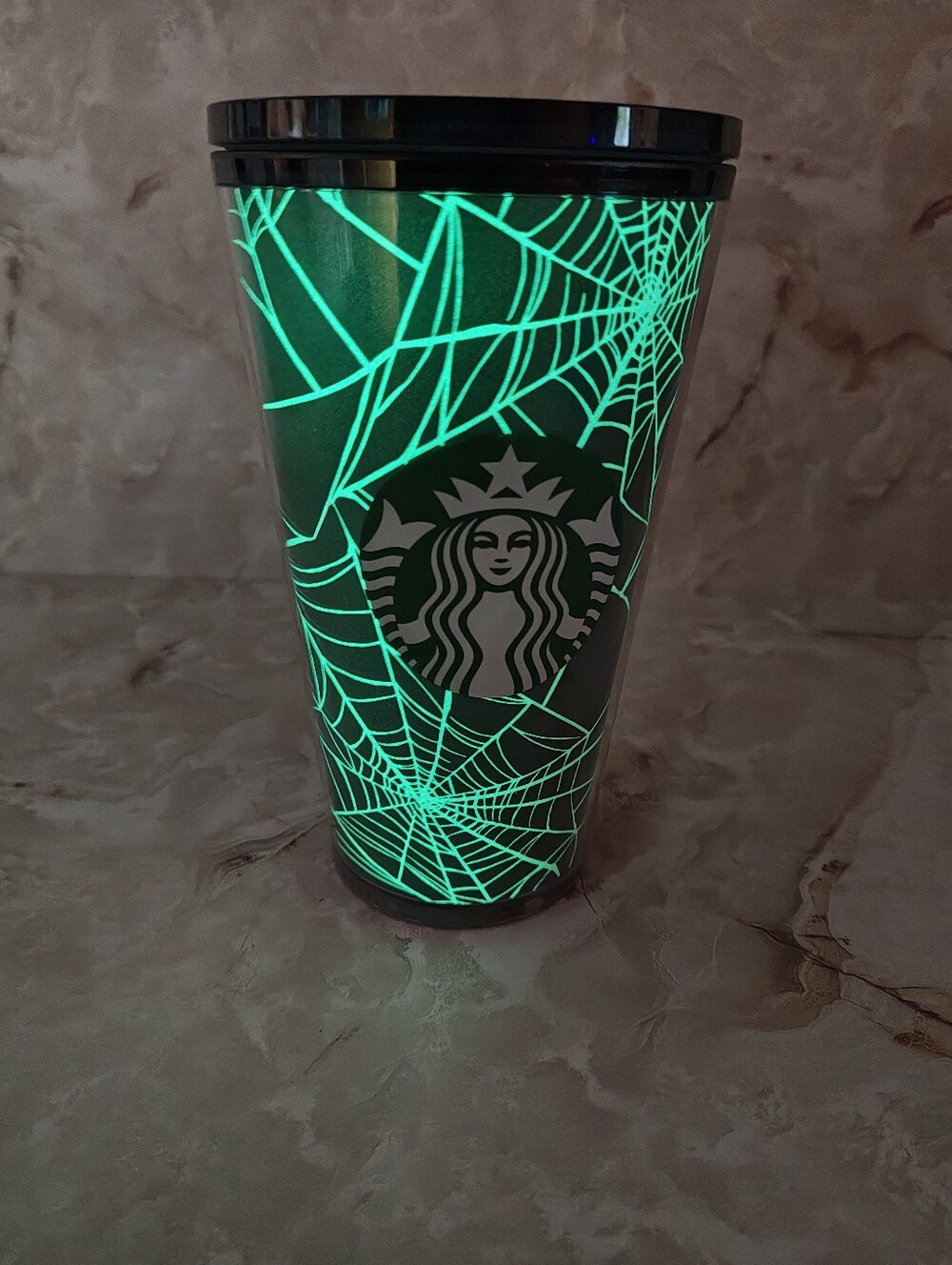Starbucks Halloween 2021 Spider Web Cup 16 oz Tumbler Glow in Dark No Straw